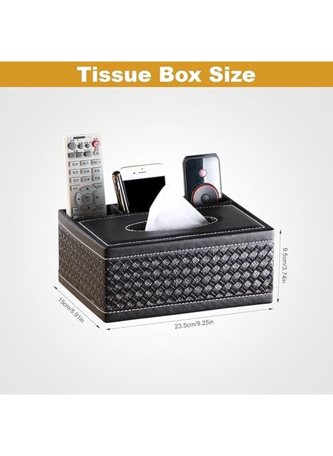 Cool Baby Tissue Box Organizer with Drawer and Phone Holder Multifunction Plastic Tissue Dispenser with Black Grid Pattern for Home Office or Bathroom Modern Desk Storage Box  - Image 2