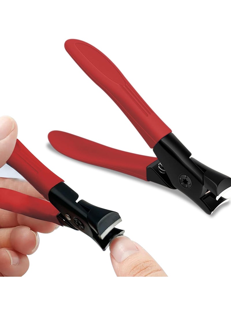 Thick Nail Clipper, Toenail Clipper with Long Handle Stainless Steel Nail Cutter for Tough Nails Thick Nails, Anti-splash Nail Clipper for Adults, Seniors, Manicure Nail Clipper (Red) - Image 1