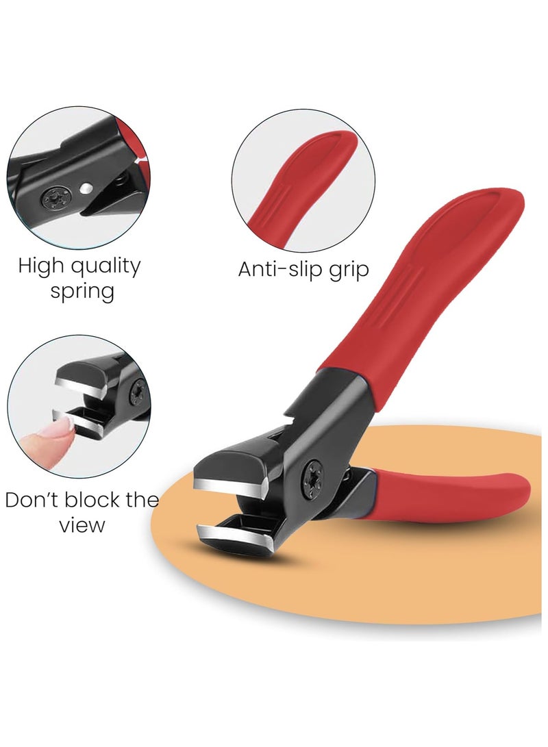 Thick Nail Clipper, Toenail Clipper with Long Handle Stainless Steel Nail Cutter for Tough Nails Thick Nails, Anti-splash Nail Clipper for Adults, Seniors, Manicure Nail Clipper (Red) - Image 4