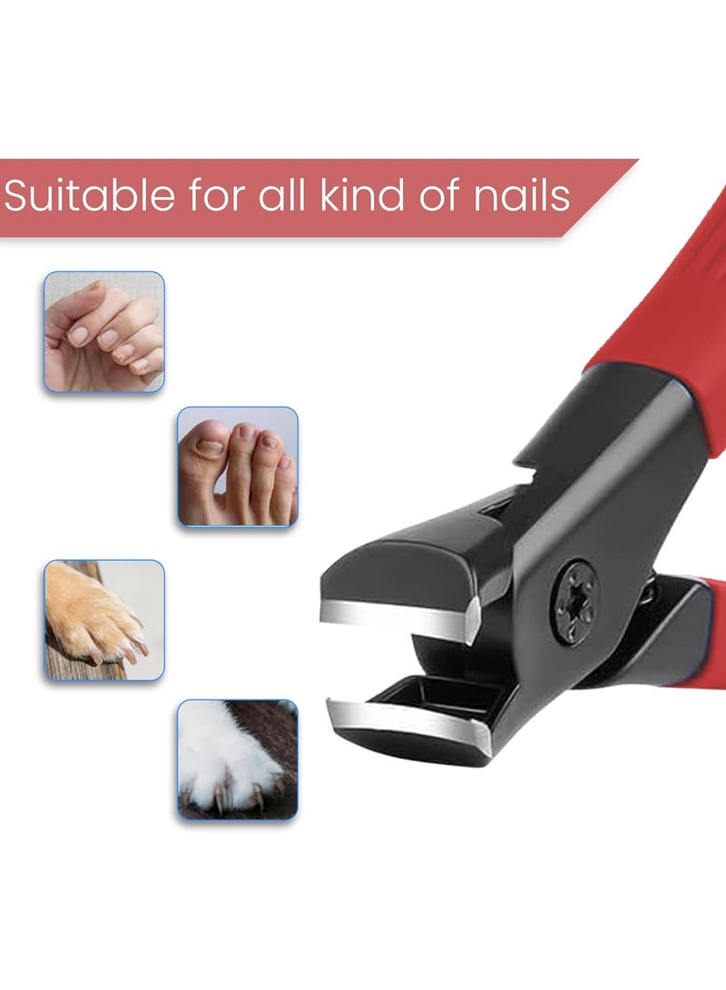 Thick Nail Clipper, Toenail Clipper with Long Handle Stainless Steel Nail Cutter for Tough Nails Thick Nails, Anti-splash Nail Clipper for Adults, Seniors, Manicure Nail Clipper (Red) - Image 5