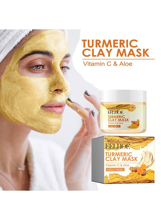 EELHOE Turmeric Clay Mask, Vitamin C & Aloe Hydrating Cleansing Blackheads, Skin lightening Care Brighten, Turmeric Clay Mask For Controlling Acne, Oil And Refining Pores, Reduce Blackheads Ance, Dark Spots - Image 1