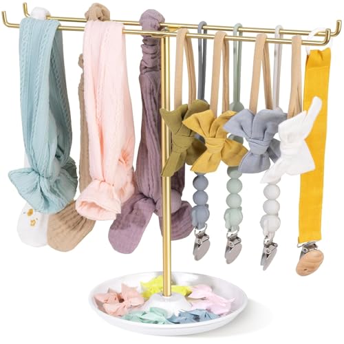 POVETIRE Baby Headband Holder Hair Bow Organizer for GirlsMetal Hair Ties Display Nylon Hairband Storage Head Wrap Stand Hair Accessories Organizer for Newborn Infant Toddler Kids - Image 1