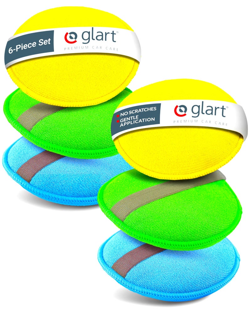 Generic Glart 46PP Microfiber Car Hand Polishing Sponge Set of 6, 130x25 mm, Wax Applicator Pad for Waxes, Polishes, Paint Cleaners, Car Polish, Paint Sealant, Alternative to Polishing Machine - Image 1