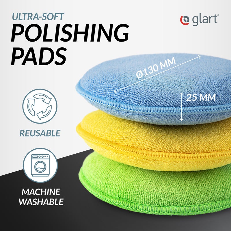 Generic Glart 46PP Microfiber Car Hand Polishing Sponge Set of 6, 130x25 mm, Wax Applicator Pad for Waxes, Polishes, Paint Cleaners, Car Polish, Paint Sealant, Alternative to Polishing Machine - Image 2