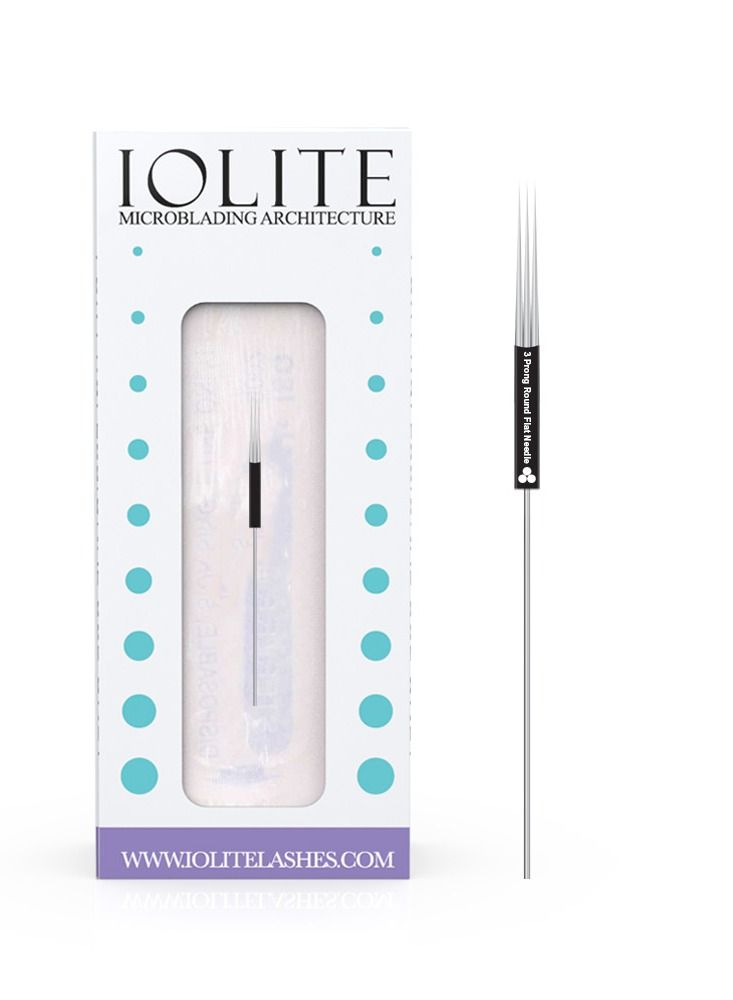 IOLITE Microblading needles 3 Prong Round Flat Needle spmu needles size 16mm one time use disposable blade Sterile packaged 12pcs - Image 1