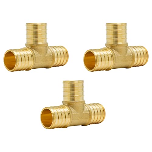 SUNGATOR 3-Pack 1" Pex Tee, No Lead Brass, 1 Inch Pex Fittings - Image 1