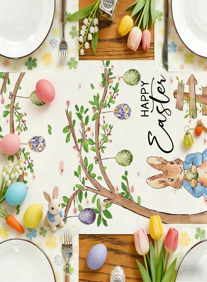 Baccessor مفرش طاولة طويل لعيد الفصح من باكسسور، مقاس 13 × 72 بوصة، مزين برسومات أرنب وبيض وشجرة وزهور، مثالي لتزيين طاولة الطعام في فصل الربيع وعيد الفصح، سواءً للمنزل أو المطبخ أو غرفة الطعام. - Image 5