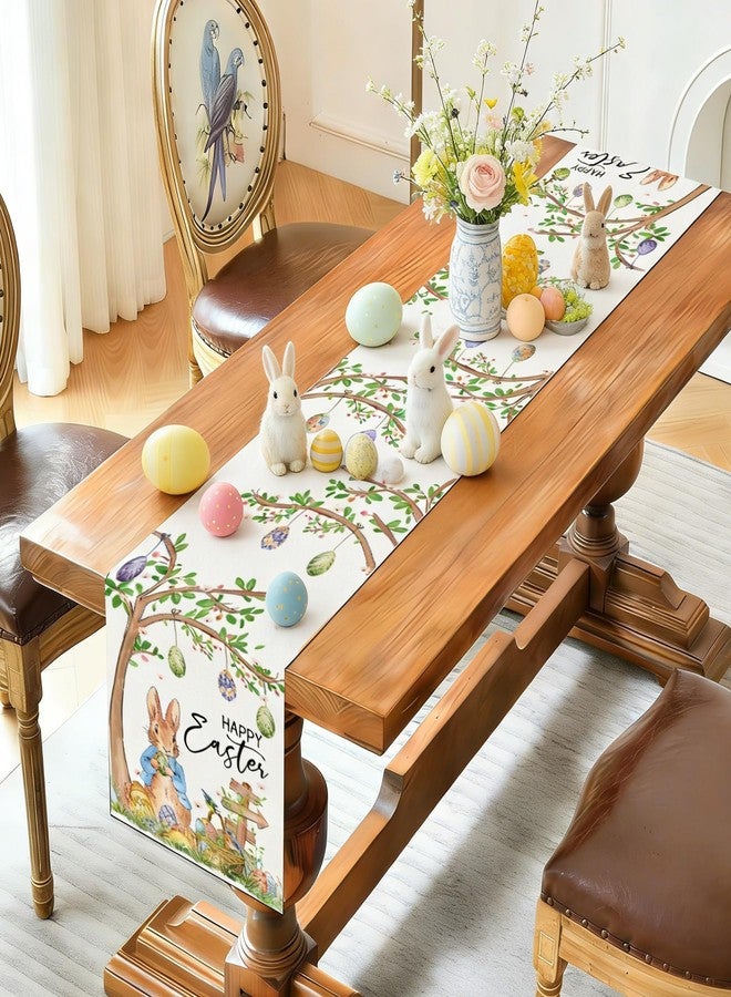 Baccessor مفرش طاولة طويل لعيد الفصح من باكسسور، مقاس 13 × 72 بوصة، مزين برسومات أرنب وبيض وشجرة وزهور، مثالي لتزيين طاولة الطعام في فصل الربيع وعيد الفصح، سواءً للمنزل أو المطبخ أو غرفة الطعام. - Image 2