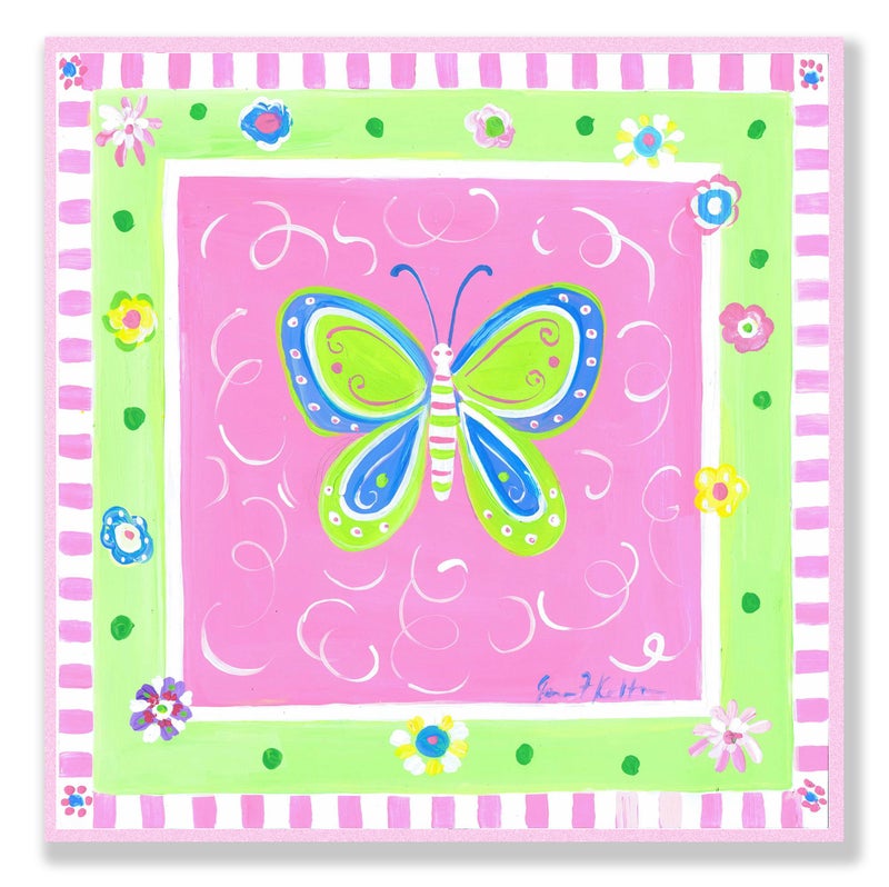 Stupell Industries The Kids Room by Stupell Green Butterfly with Pink Border Square Wall Plaque - Image 5