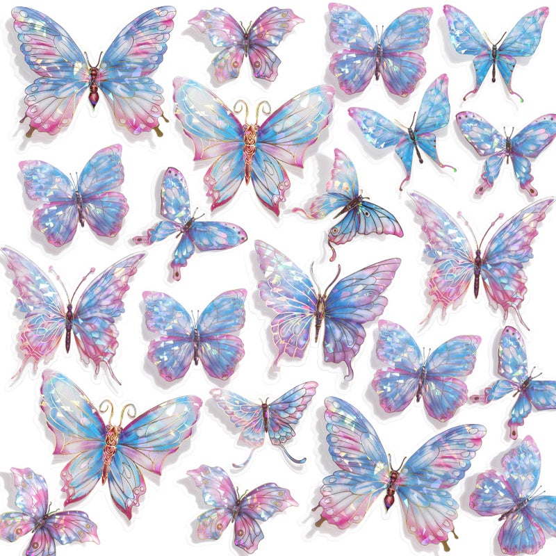 Buiory 3D Butterfly Wall Decor 50PCS Removable PVC Butterflies Wall Stickers MultiSize 2839 DIY Removable Wall Art Decal for Kids Room Nursery Bedroom Classroom Party Decoration Colorful - Image 2