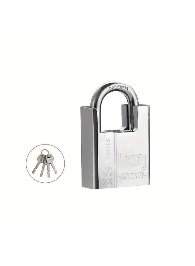 40mm Half Bag Lock With 4 Keys Anti Pry Anti Cut Anti Theft Household Lock Brushed Finish - Image 1