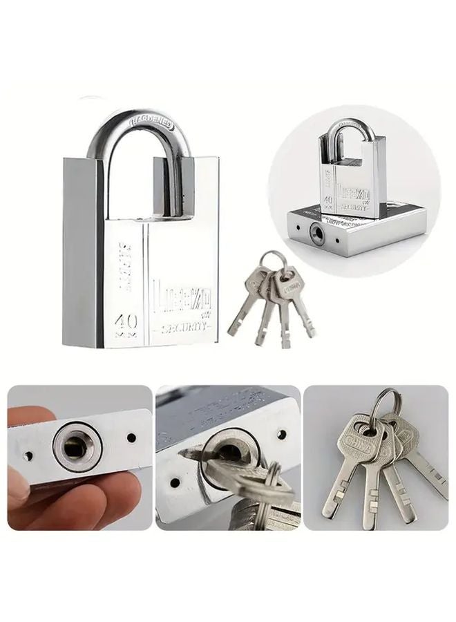 40mm Half Bag Lock With 4 Keys Anti Pry Anti Cut Anti Theft Household Lock Brushed Finish - Image 2