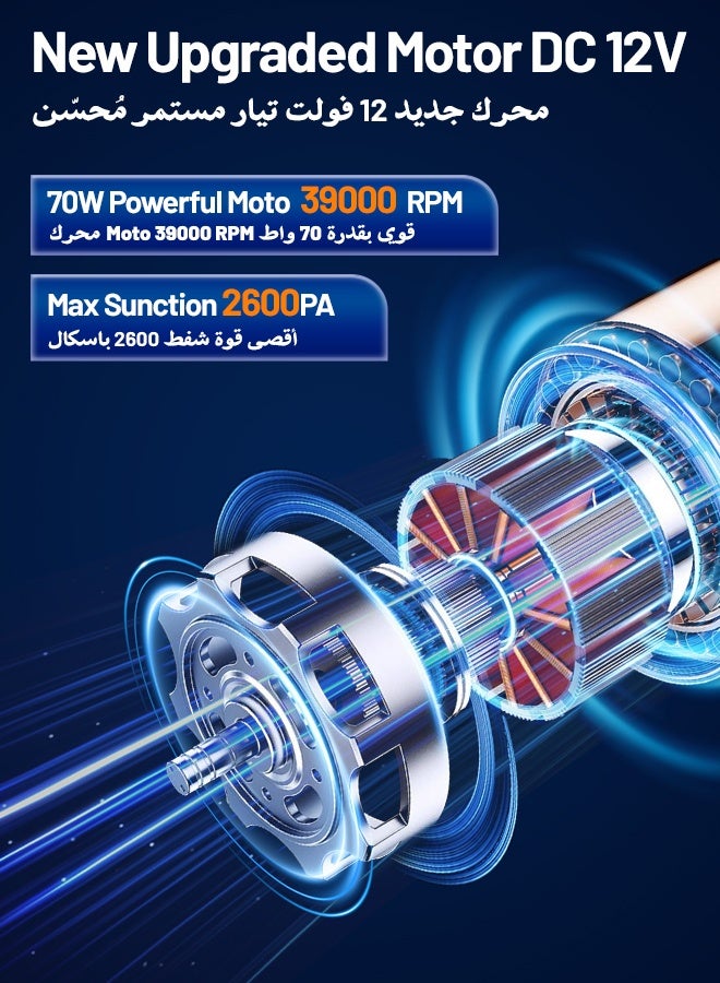 رويال ستار مكنسة كهربائية محمولة للسيارة بقوة 12 فولت تيار مستمر مع 3 قطع ملحقات قابلة للغسل والإزالة للسيارة، سلك تمديد بطول 3 أمتار للسفر، تنظيف كامل للسيارة في العربات الترفيهية - Image 3