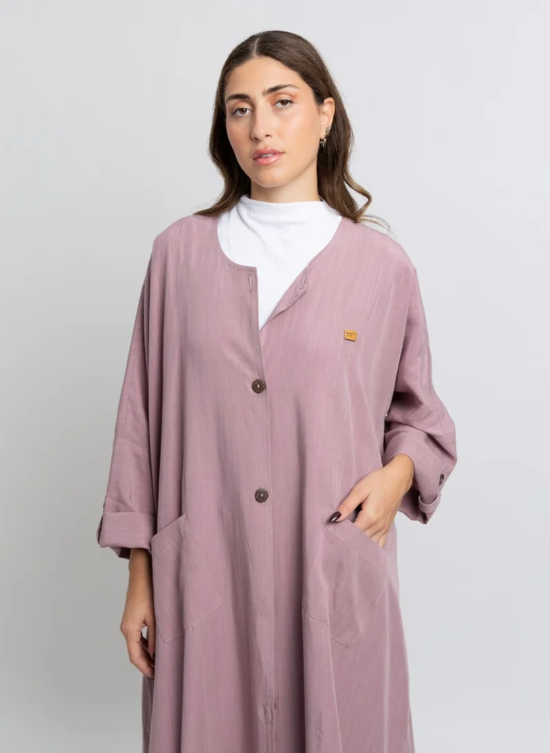 Kaafmeem Pink Hoodie-Less Abaya