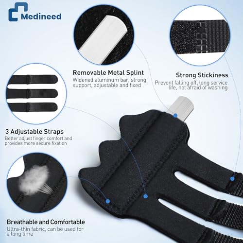 Medineed 2pcs Trigger Finger Splint & 2pcs Finger Ice Pack，Thumb Splint & finger sleeves For Injuries Cold For Pain Relief Injuries, Arthritis, Sprains,Gel Freeze Sleeve Fit Index, Middle, Thumb, Ring（Black2+2） - Image 3