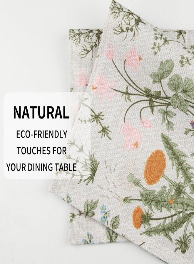 QIYI Boho Placemats Set of 6, 12x18 Inch Linen Fabric Floral Place Mats for Kitchen Dinning, Farmhouse Rustic Cloth Table Mats, Washable Placemat Botanical Party Table Décor, Wildflowers Herbs - Image 4