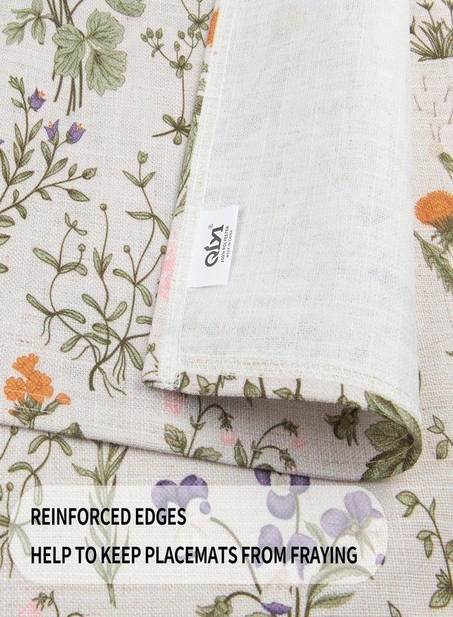 QIYI Boho Placemats Set of 6, 12x18 Inch Linen Fabric Floral Place Mats for Kitchen Dinning, Farmhouse Rustic Cloth Table Mats, Washable Placemat Botanical Party Table Décor, Wildflowers Herbs - Image 5