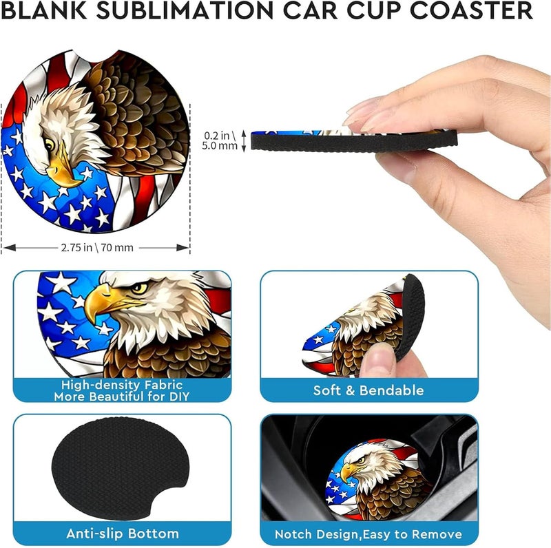 Ldntly Car Coasters for Cup Holders,2 Pack US Flag and Bald Eagle Car Coasters,2.75" Universal Size Anti Slip Rubber Mat,Automotive Cup Holder Decor Accessories,US Flag Gifts for Women,Men,Mom - Image 4