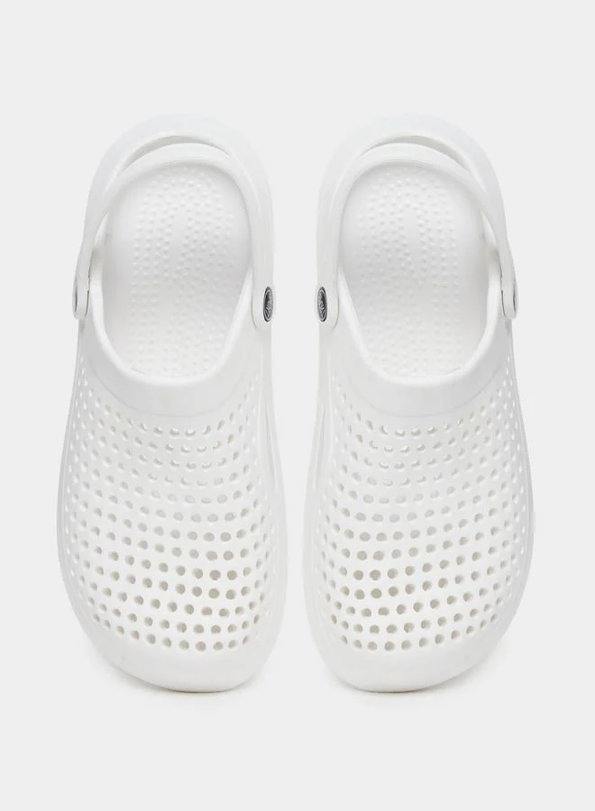 تايك تو Take Two Vamp Perforated Solid Heel Strap Clogs