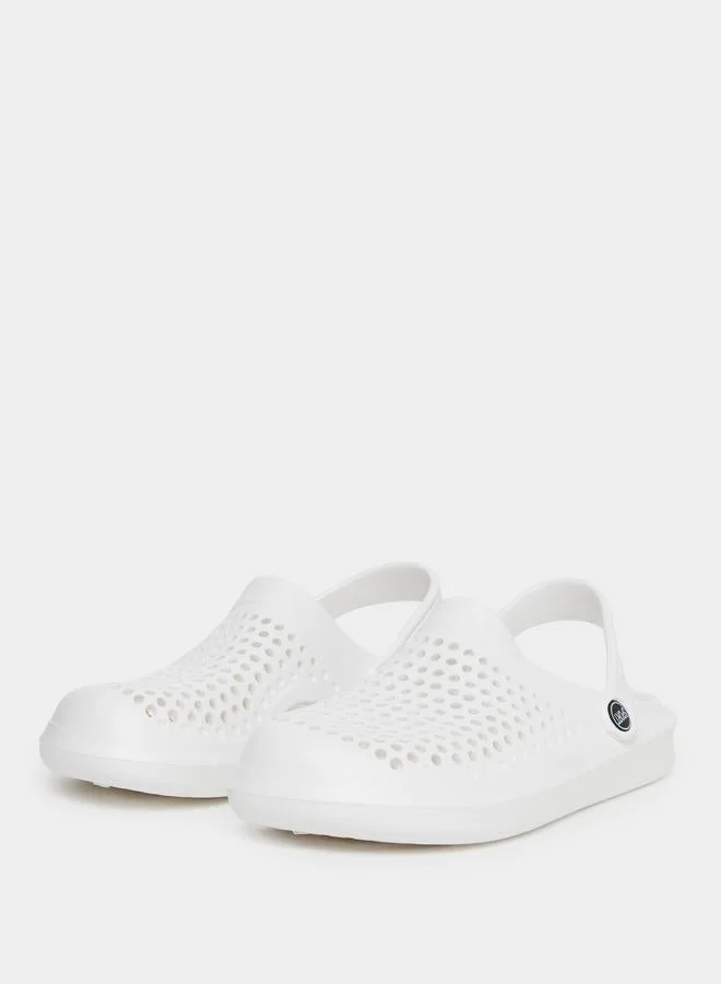 Take Two Vamp Perforated Solid Heel Strap Clogs