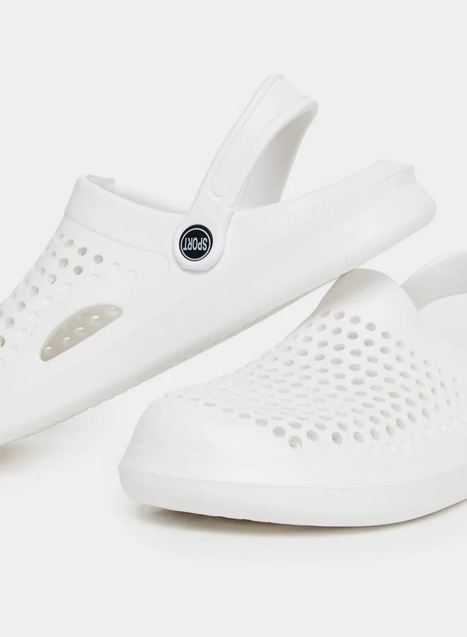 Take Two Vamp Perforated Solid Heel Strap Clogs