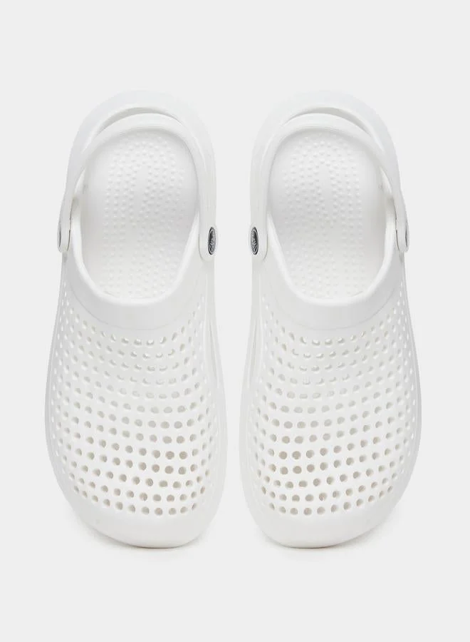 Take Two Vamp Perforated Solid Heel Strap Clogs