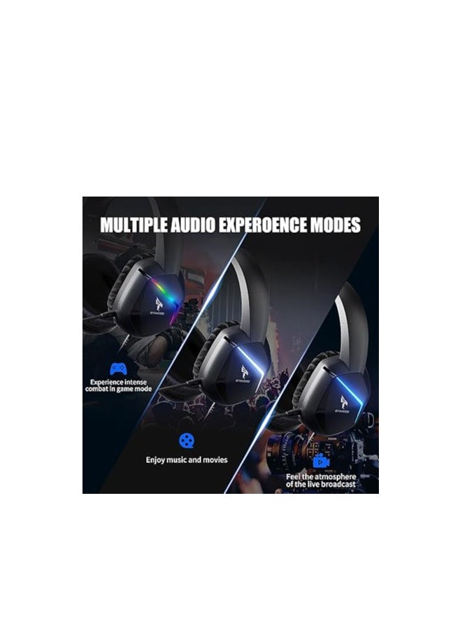 Somic - GS401 2.4GHz Wired & Wireless Gaming Headset, 2 Modes (RGB), 7.1 Stereo Surround Sound - Virtual 7.1 Wireless Surround Sound, with Microphone, Ultra Comfortable Leather Earmuffs for One-Button Use of Three Kinds of Game/Audio/Video/Live Streaming Sound Effects - Black - Image 1