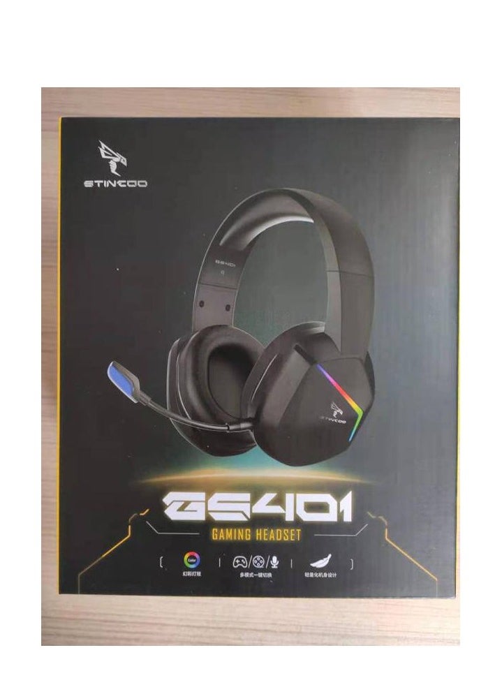 Somic - GS401 2.4GHz Wired & Wireless Gaming Headset, 2 Modes (RGB), 7.1 Stereo Surround Sound - Virtual 7.1 Wireless Surround Sound, with Microphone, Ultra Comfortable Leather Earmuffs for One-Button Use of Three Kinds of Game/Audio/Video/Live Streaming Sound Effects - Black - Image 1