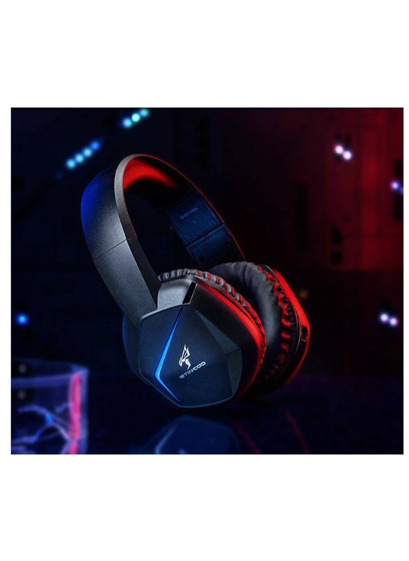 Somic - GS401 2.4GHz Wired & Wireless Gaming Headset, 2 Modes (RGB), 7.1 Stereo Surround Sound - Virtual 7.1 Wireless Surround Sound, with Microphone, Ultra Comfortable Leather Earmuffs for One-Button Use of Three Kinds of Game/Audio/Video/Live Streaming Sound Effects - Black - Image 1