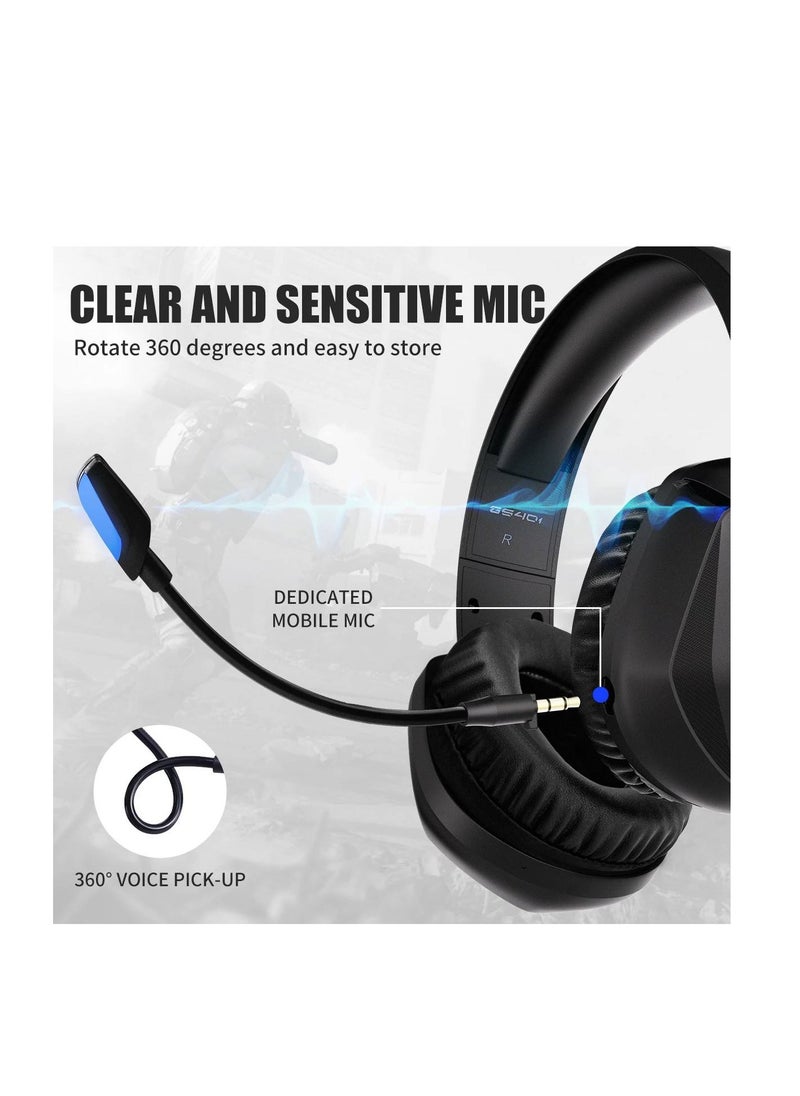 Somic - GS401 2.4GHz Wired & Wireless Gaming Headset, 2 Modes (RGB), 7.1 Stereo Surround Sound - Virtual 7.1 Wireless Surround Sound, with Microphone, Ultra Comfortable Leather Earmuffs for One-Button Use of Three Kinds of Game/Audio/Video/Live Streaming Sound Effects - Black - Image 1