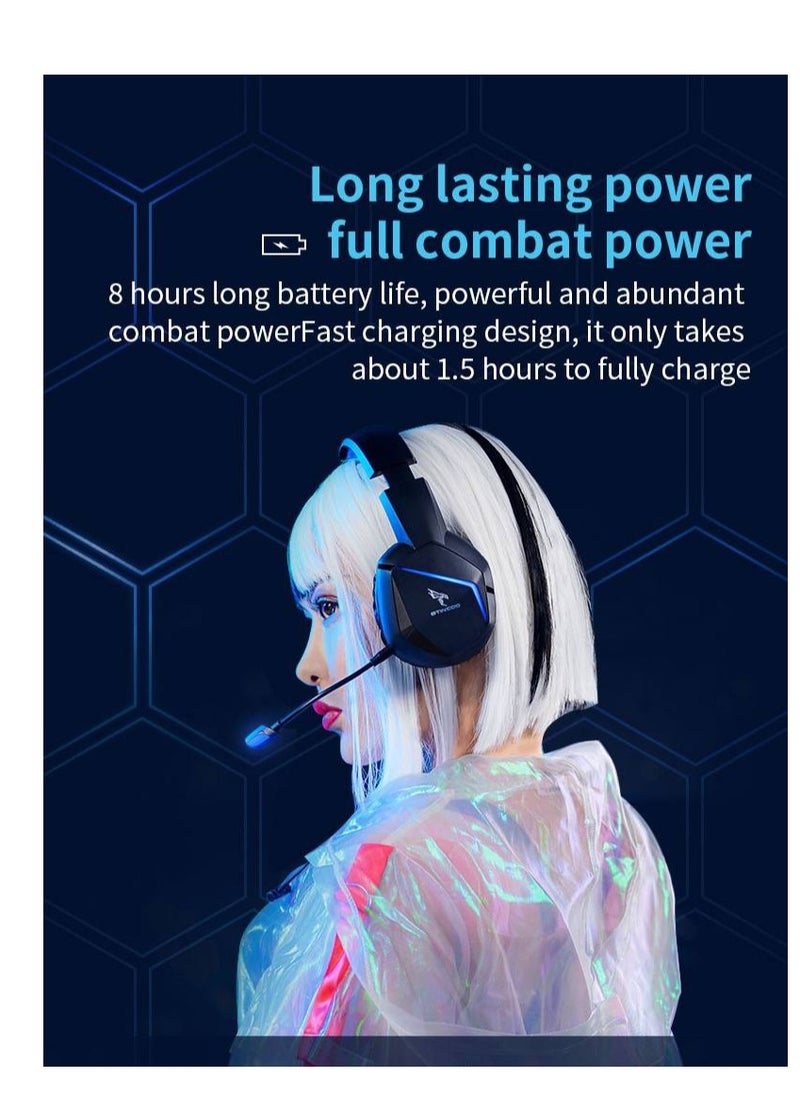 Somic - GS401 2.4GHz Wired & Wireless Gaming Headset, 2 Modes (RGB), 7.1 Stereo Surround Sound - Virtual 7.1 Wireless Surround Sound, with Microphone, Ultra Comfortable Leather Earmuffs for One-Button Use of Three Kinds of Game/Audio/Video/Live Streaming Sound Effects - Black - Image 1
