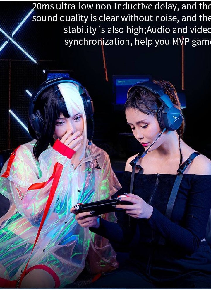 Somic - GS401 2.4GHz Wired & Wireless Gaming Headset, 2 Modes (RGB), 7.1 Stereo Surround Sound - Virtual 7.1 Wireless Surround Sound, with Microphone, Ultra Comfortable Leather Earmuffs for One-Button Use of Three Kinds of Game/Audio/Video/Live Streaming Sound Effects - Black - Image 1