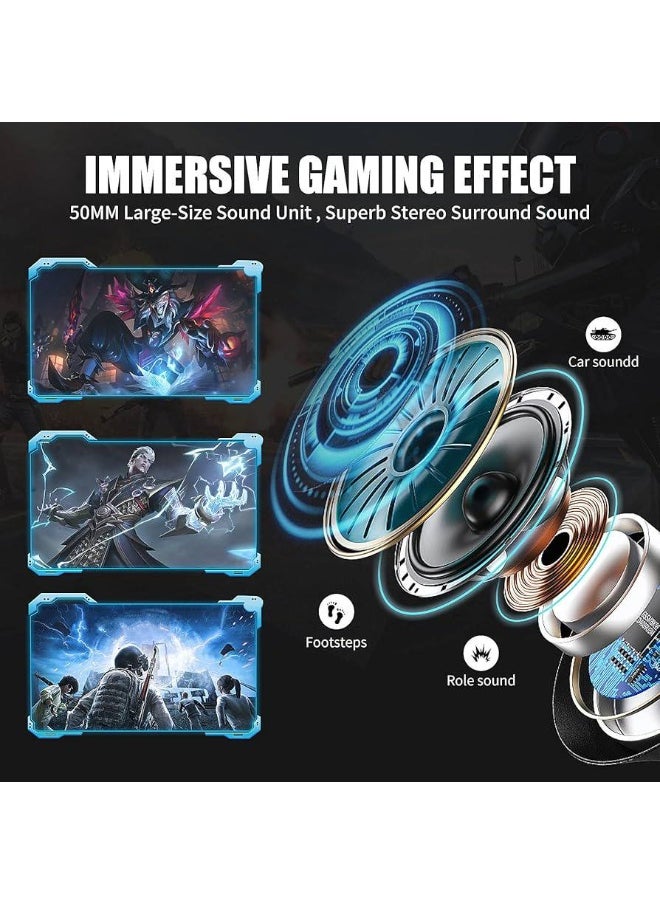 Somic - GS401 2.4GHz Wired & Wireless Gaming Headset, 2 Modes (RGB), 7.1 Stereo Surround Sound - Virtual 7.1 Wireless Surround Sound, with Microphone, Ultra Comfortable Leather Earmuffs for One-Button Use of Three Kinds of Game/Audio/Video/Live Streaming Sound Effects - Black - Image 1