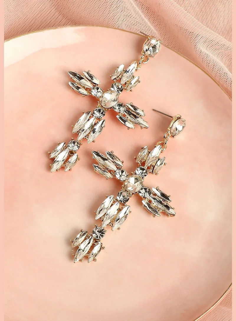SOHI Gold Plated Designer Stone Western Wear Drop Earring For Women