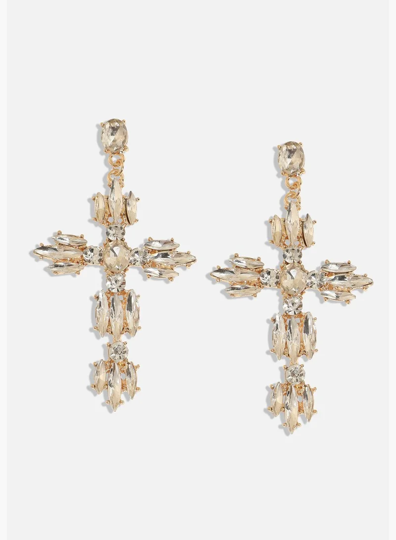 SOHI Gold Plated Designer Stone Western Wear Drop Earring For Women