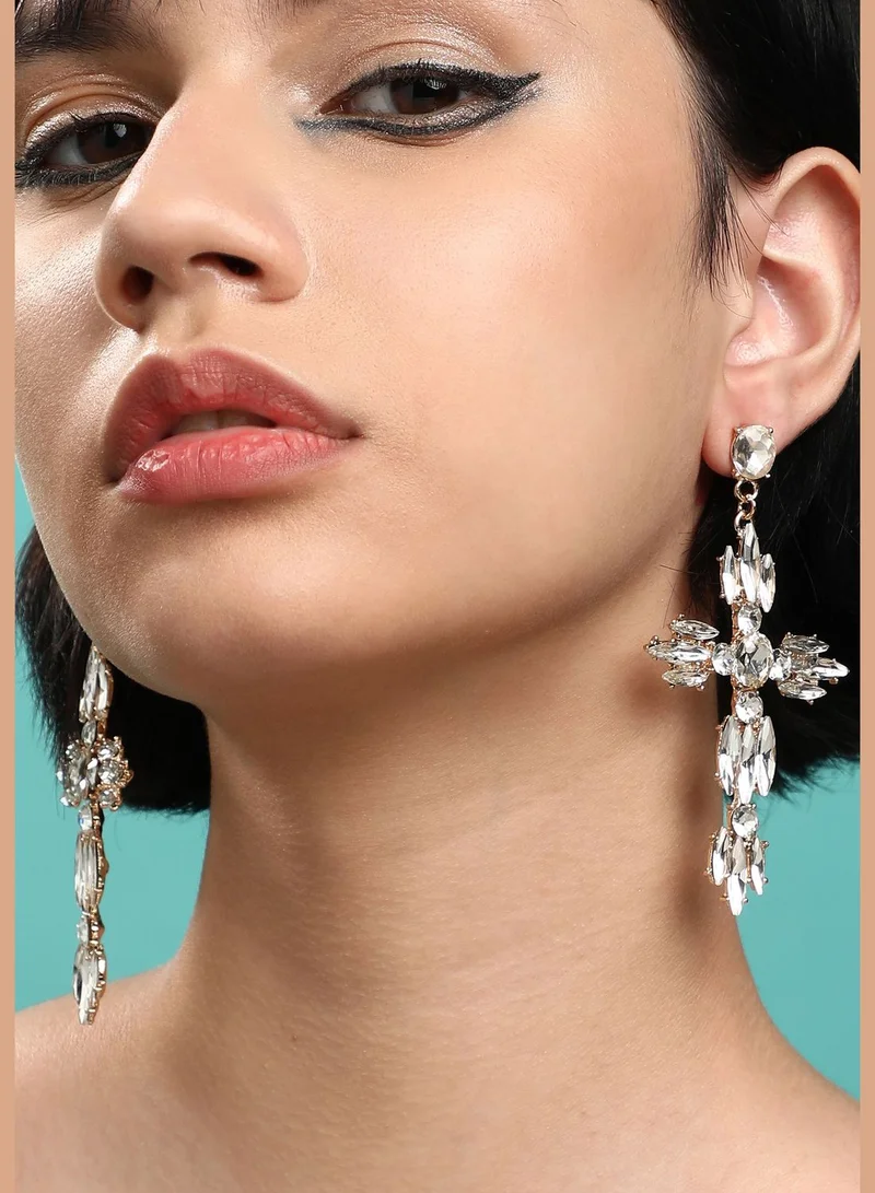 SOHI Gold Plated Designer Stone Western Wear Drop Earring For Women