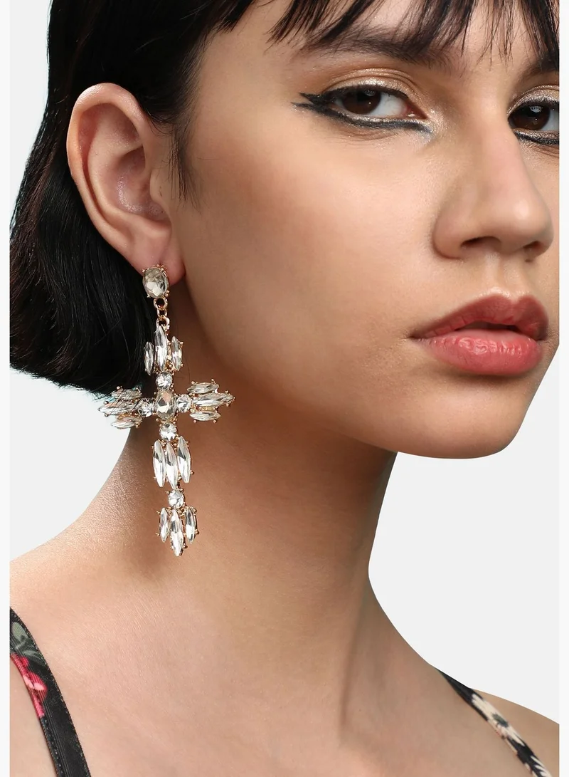SOHI Gold Plated Designer Stone Western Wear Drop Earring For Women