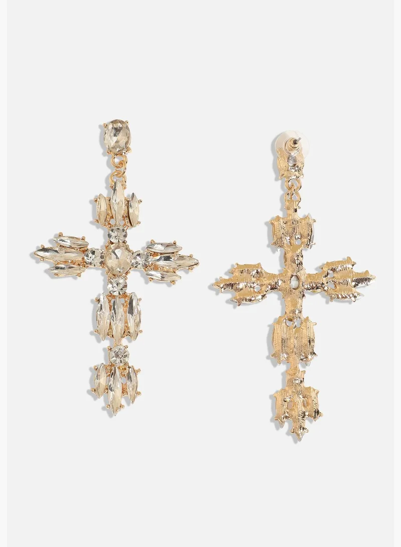 SOHI Gold Plated Designer Stone Western Wear Drop Earring For Women