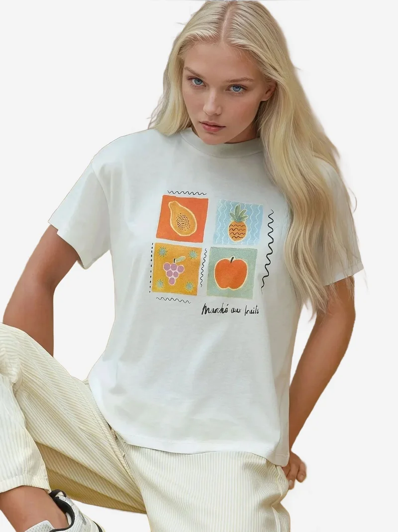 HICCUP Printed Regular Fit Crew Neck 100% Cotton T-shirt