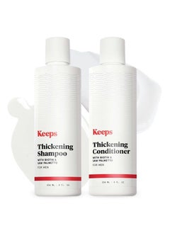 Keeps Hair Thickening Shampoo & Conditioner Set - Treatment for Thinning Hair and Hair Loss - Regrowth for Fuller, Thicker Looking Hair - Infused with Biotin, Caffeine, & Saw Palmetto  - Image 1