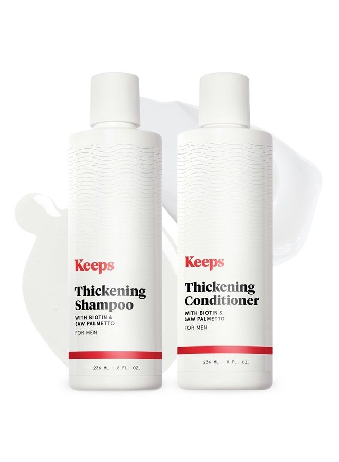 Keeps Hair Thickening Shampoo & Conditioner Set - Treatment for Thinning Hair and Hair Loss - Regrowth for Fuller, Thicker Looking Hair - Infused with Biotin, Caffeine, & Saw Palmetto - Image 1