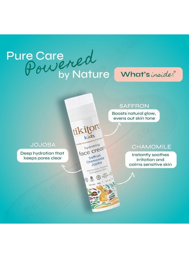 Tikitoro Kids Hydrating Face Cream with Saffron, Chamomile & Jojoba Oil | Lightweight Face Moisturizer for All Skin Types | Non-Comedogenic | (Age: 4+) (50grams x 1) - Image 4
