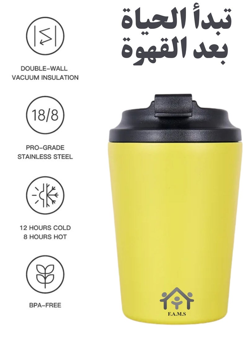 F.A.M.S Travel Coffee Mug - Stainless Steel Insulated Tumbler with Leak-Proof Lid, Solid & Metallic Colors, Keeps Beverages Hot or Cold, Perfect for Commute, Office, or Travel  - Image 2