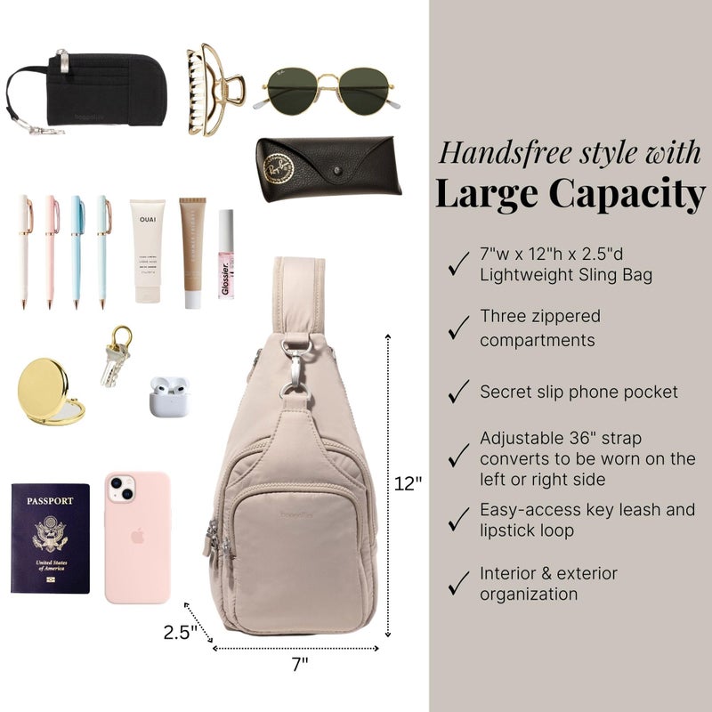 Baggallini Central Park Sling - Small 12x7 Sling Crossbody Bag for Women with Convertible Adjustable Shoulder Strap - Image 4