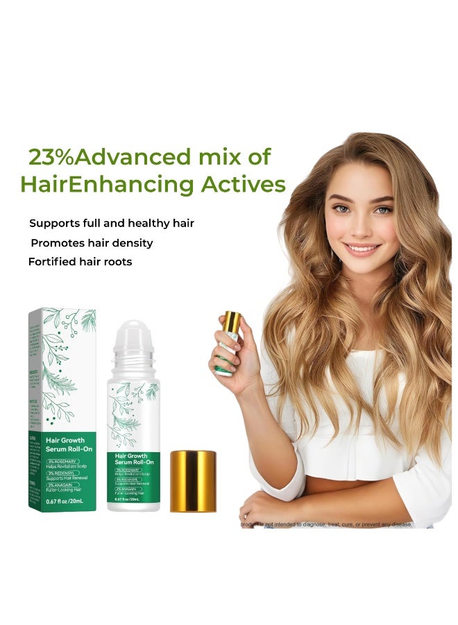 سيروم نمو الشعر رول أون مع 3% إكليل الجبل وريدينسيل، و2% أناجين - علاج احترافي لإعادة نمو الشعر لشعر أكثر كثافة وامتلاءً، لجميع أنواع الشعر... - Image 1