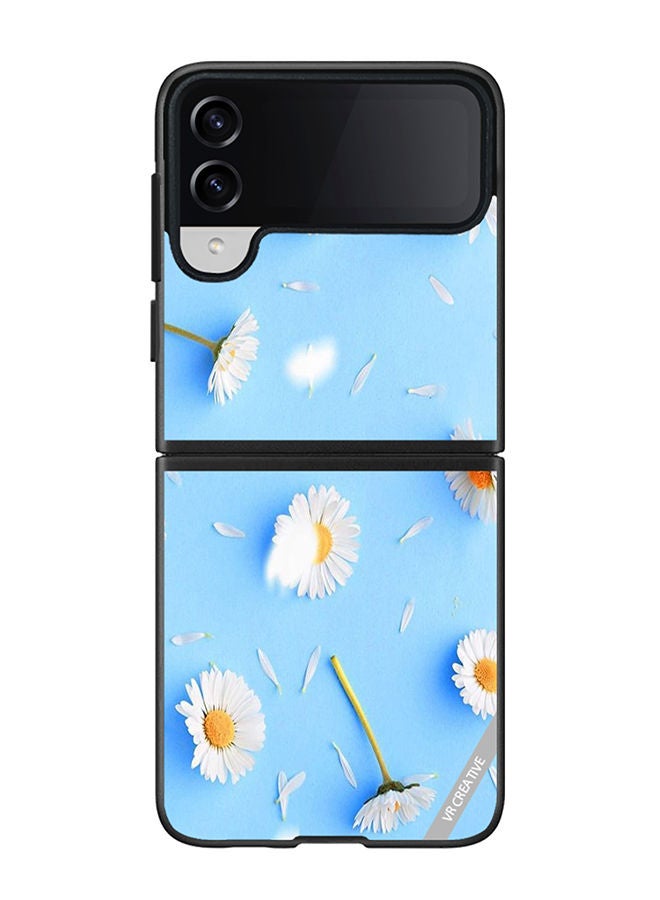 VR CREATIVE Protective Case Cover For Samsung Galaxy Z Flip4 Flower Design Multicolour - Image 1