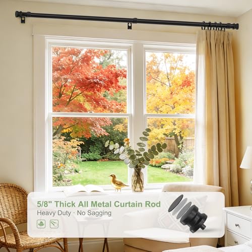 TKZTKZ Sturdy Durable Curtain RodBlack Curtain Rods for Windows 1845 InchAdjustable Heavy Duty Curtains Rod for BedroomKitchenDormApartmentDoorSmall Modern Decorative Drapery Rods AllMetal - Image 3