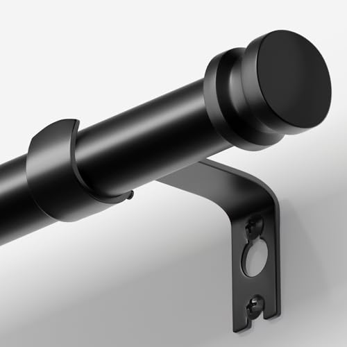 TKZTKZ Sturdy Durable Curtain RodBlack Curtain Rods for Windows 1845 InchAdjustable Heavy Duty Curtains Rod for BedroomKitchenDormApartmentDoorSmall Modern Decorative Drapery Rods AllMetal - Image 1