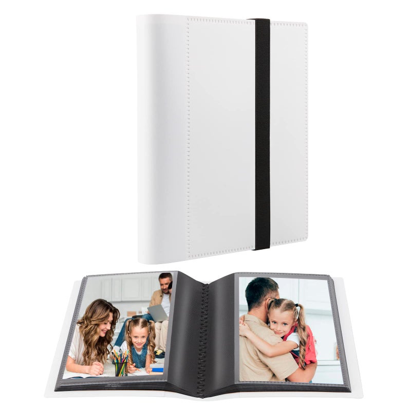 Aevdor Small Photo Album 4x6 Photos Black Inner Page with Strong Elastic band Each Small Album Holds 64 Photos 4x6 Mini Book Photo Pictures Album Birthday Christmas Photo Albums Wedding Anniversary White