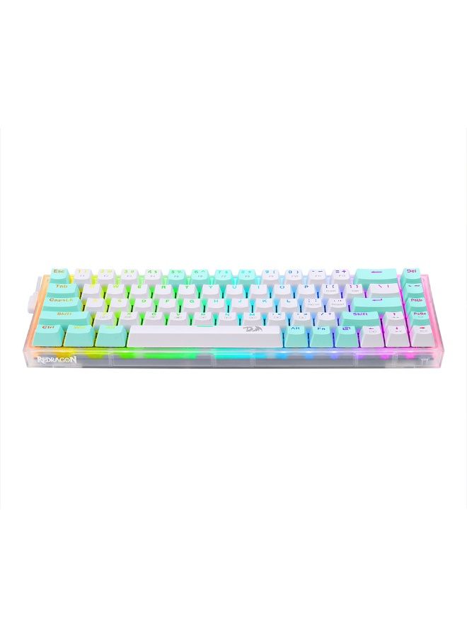 REDRAGON K631 CASTOR 68 Key ,  65% Mechanical Gaming Keyboard RGB Backlighting, Detachable USB-C Cable, Compatible with Multiple Switch Types, Software Support for Windows, Hot-Swappable , Blue Switches - Image 3